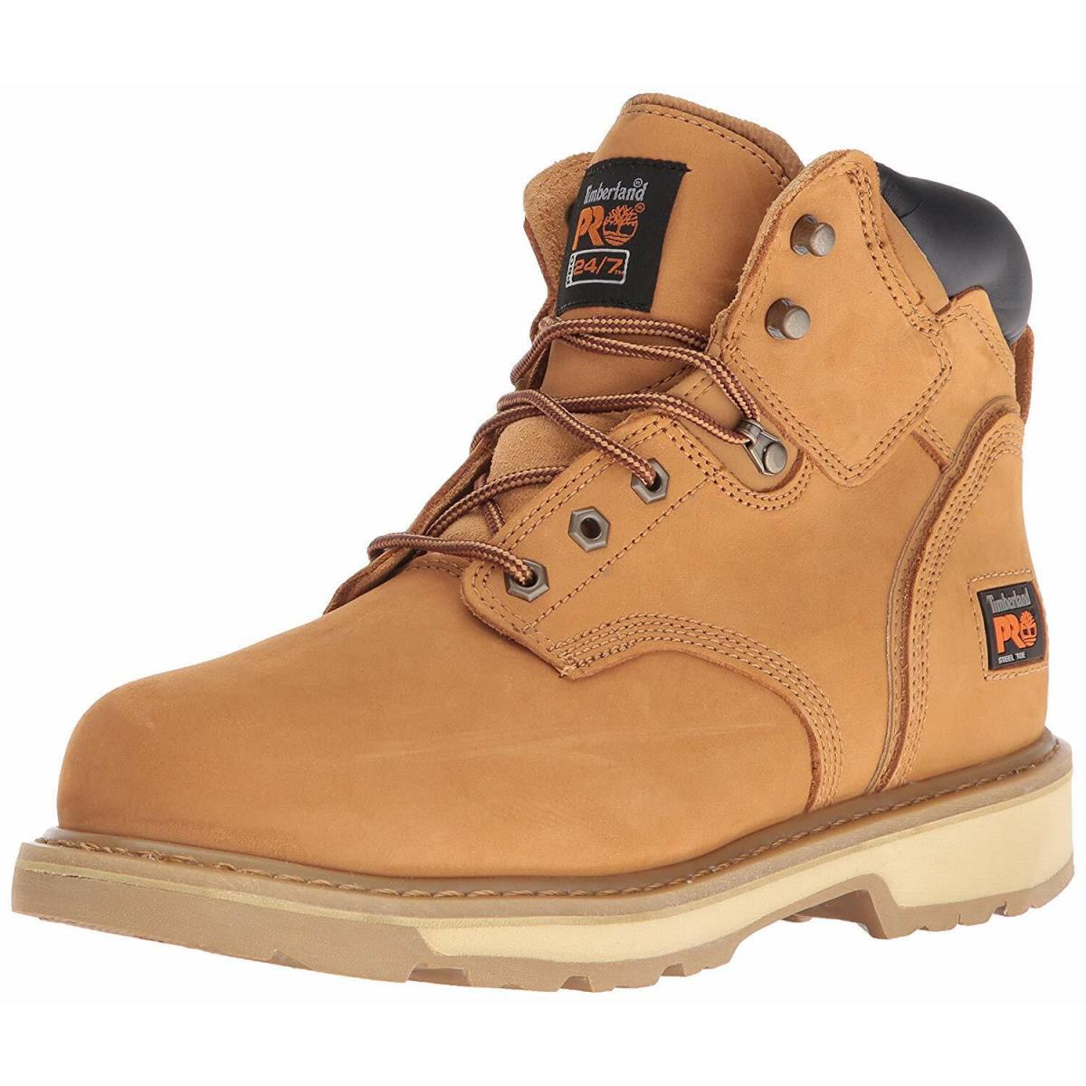 Timberland Pro Men`s Pitboss 6 Steel-toe Boot Brown Wheat or Black Wheat Nubuck Leather