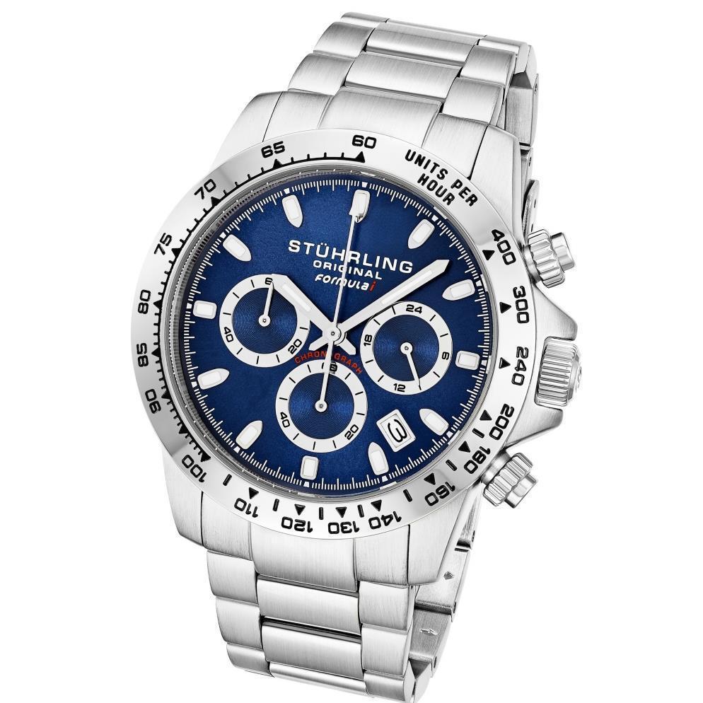 Stuhrling 891 03 Formulai Quartz Chronograph Stainless Steel Date Mens Watch