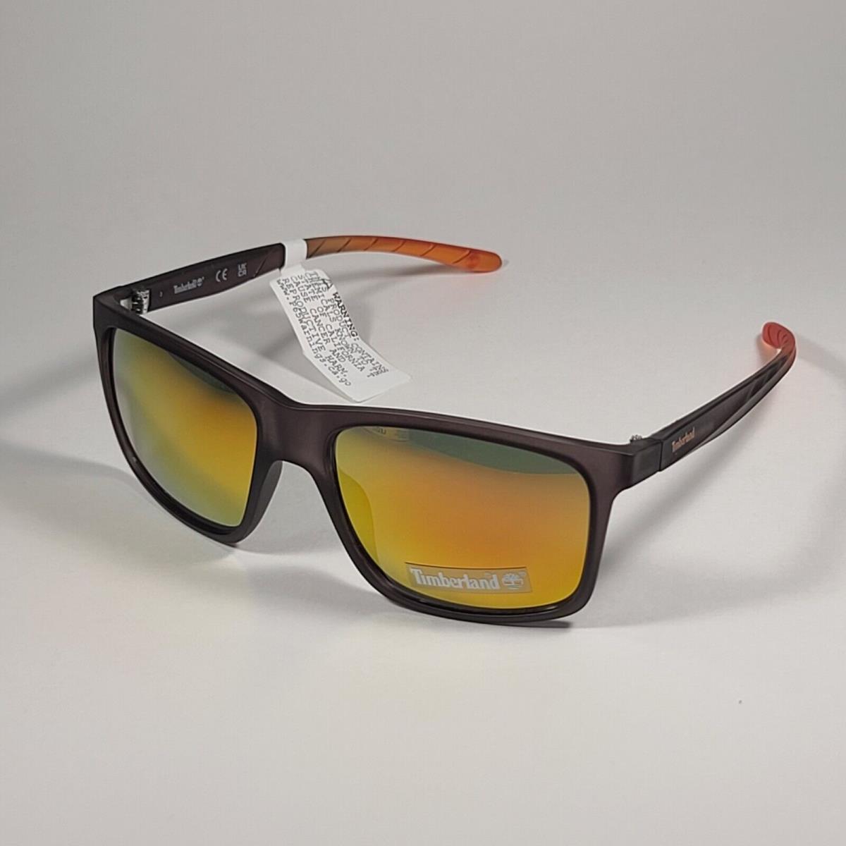 Timberland TB7255 20U Rectangle Sport Sunglasses Matte Gray Orange Mirror Lens