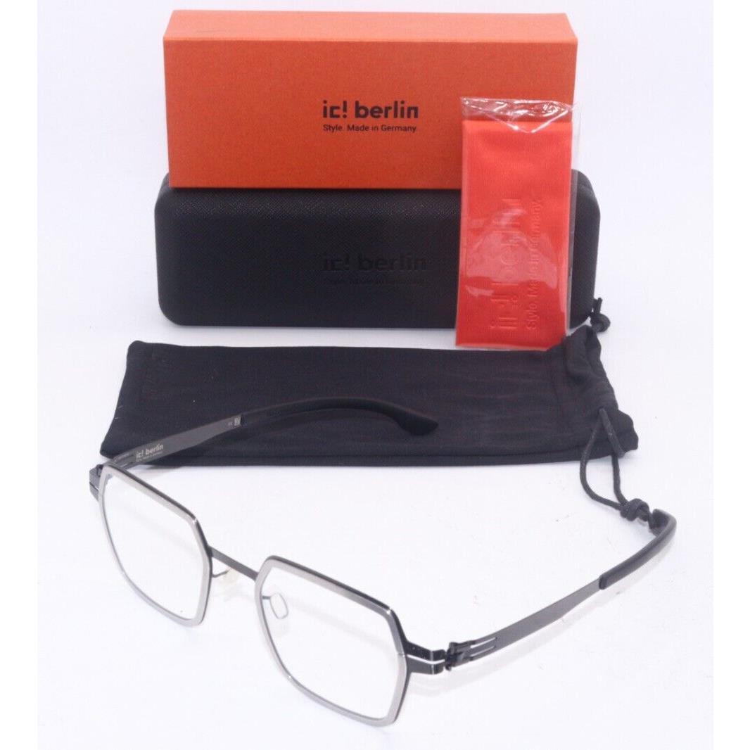 IC Berlin Model Nio Rough Gunmetal Black Frames Eyeglasses 46-18