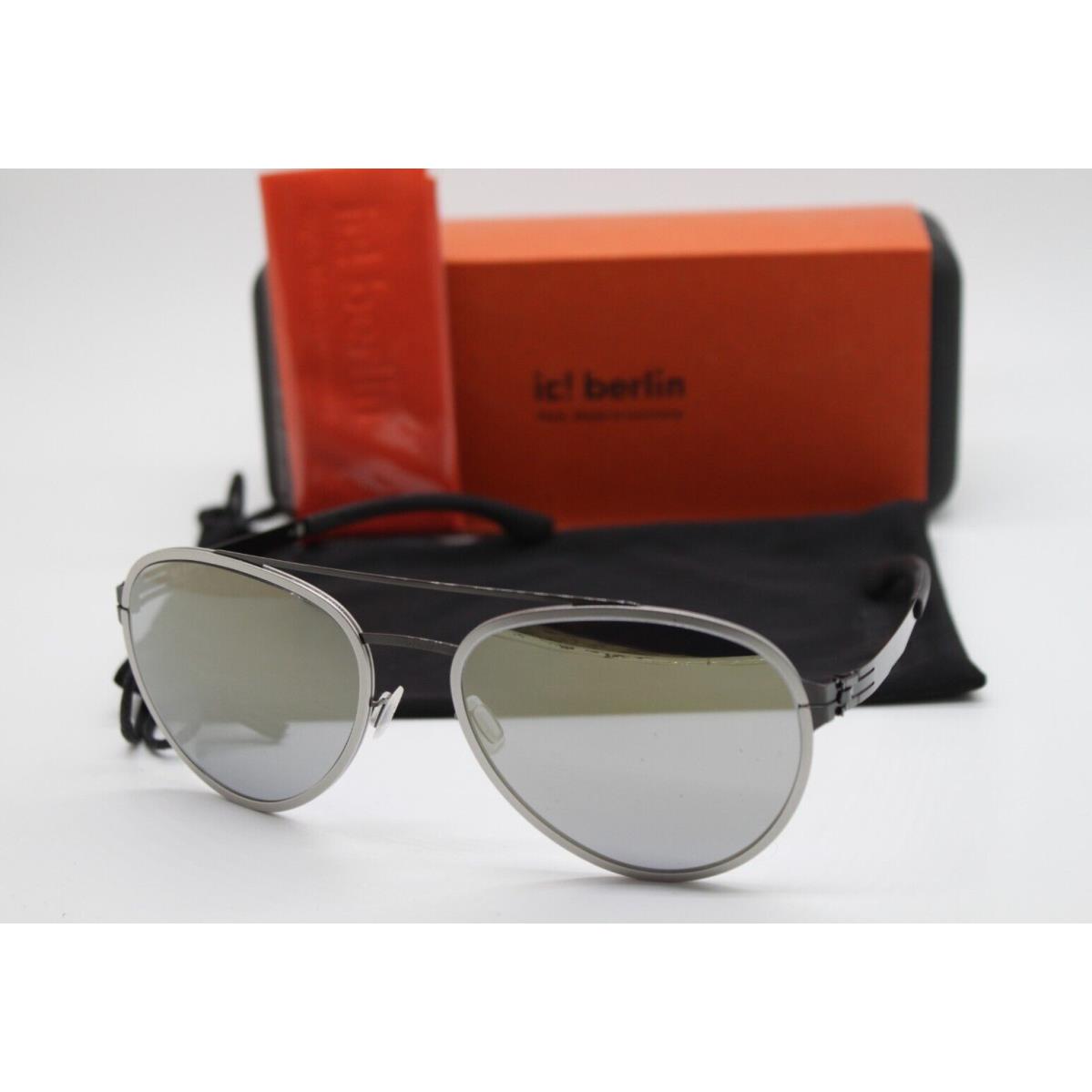 IC Berlin Ferrum Rough Graphite Warm Grey Sunglasses W/case 59-19