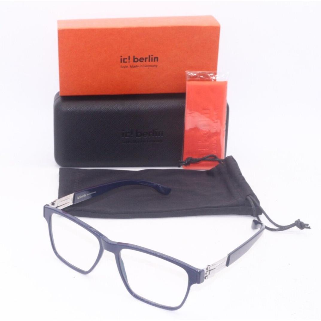 IC Berlin Model Meta True Blue HD Silver Frames Eyeglasses 55-17