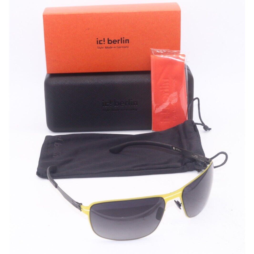 IC Berlin Model Lance Acid Yellow Black Frames Sunglasses 65-18