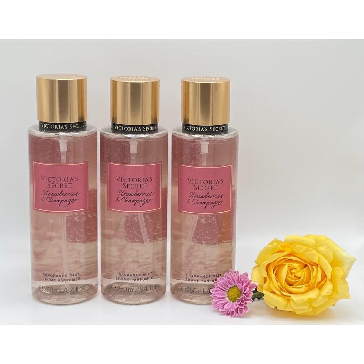 Qty 3 x Victoria`s Secret Strawberries Champagne Body Mist 8.4 fl oz