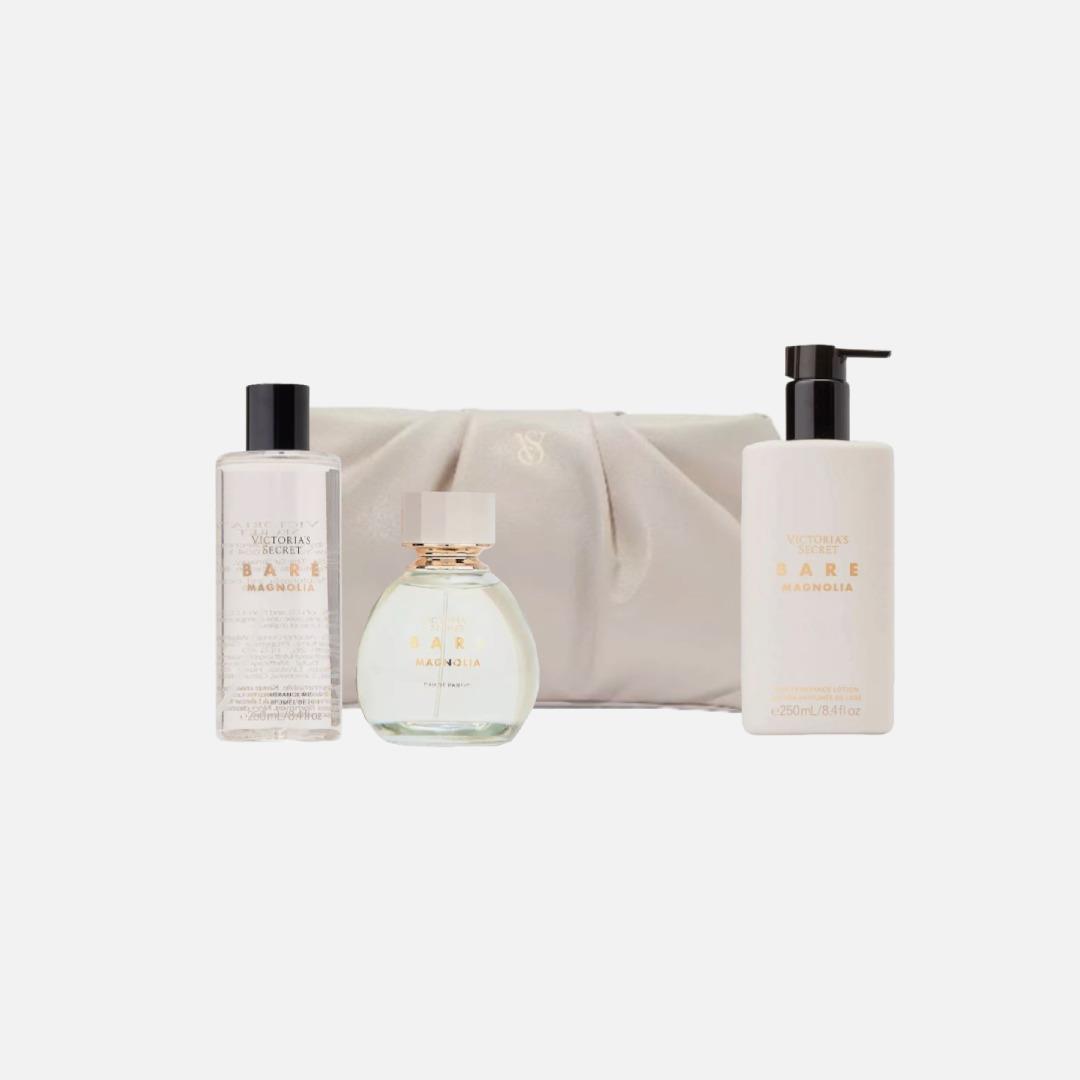 Victoria`s Secret Bare Magnolia 3.4oz Parfum+lotion+mist+bag Bundle 4-Piece Set