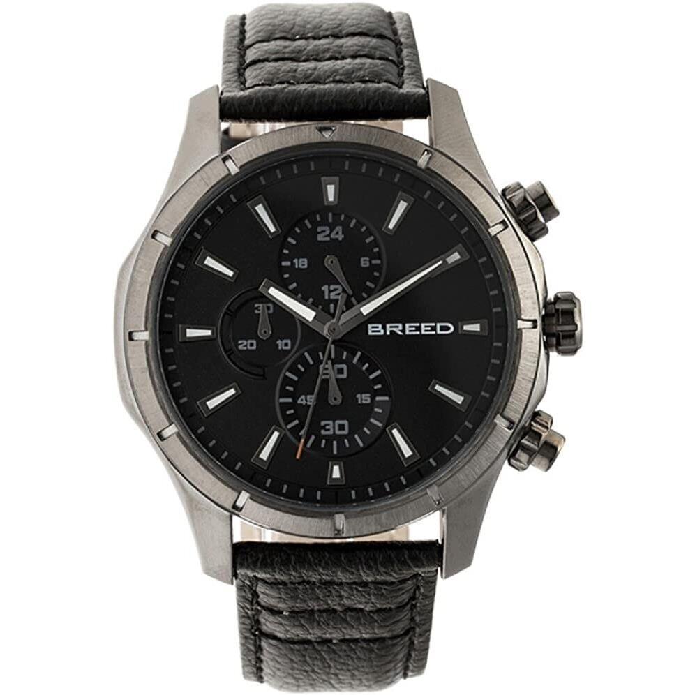 Breed Lacroix Chronograph Leather-band Watch - Gunmetal/black - BRD6804