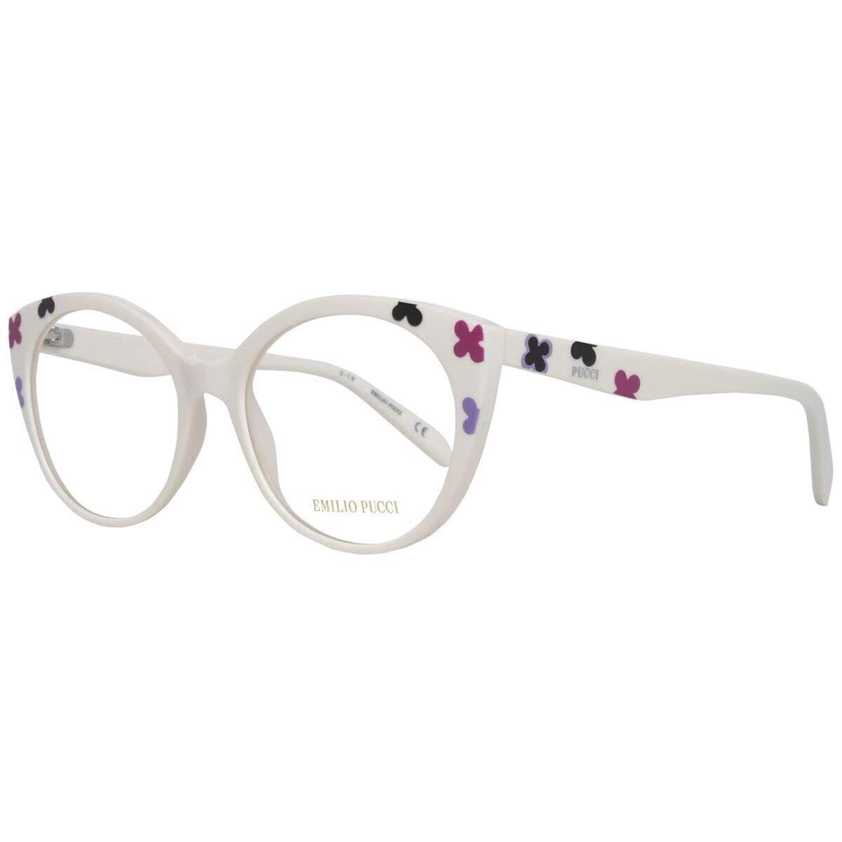 Emilio Pucci EP-5134 021 White Eyeglasses with Colorful Flowers 54/18/140