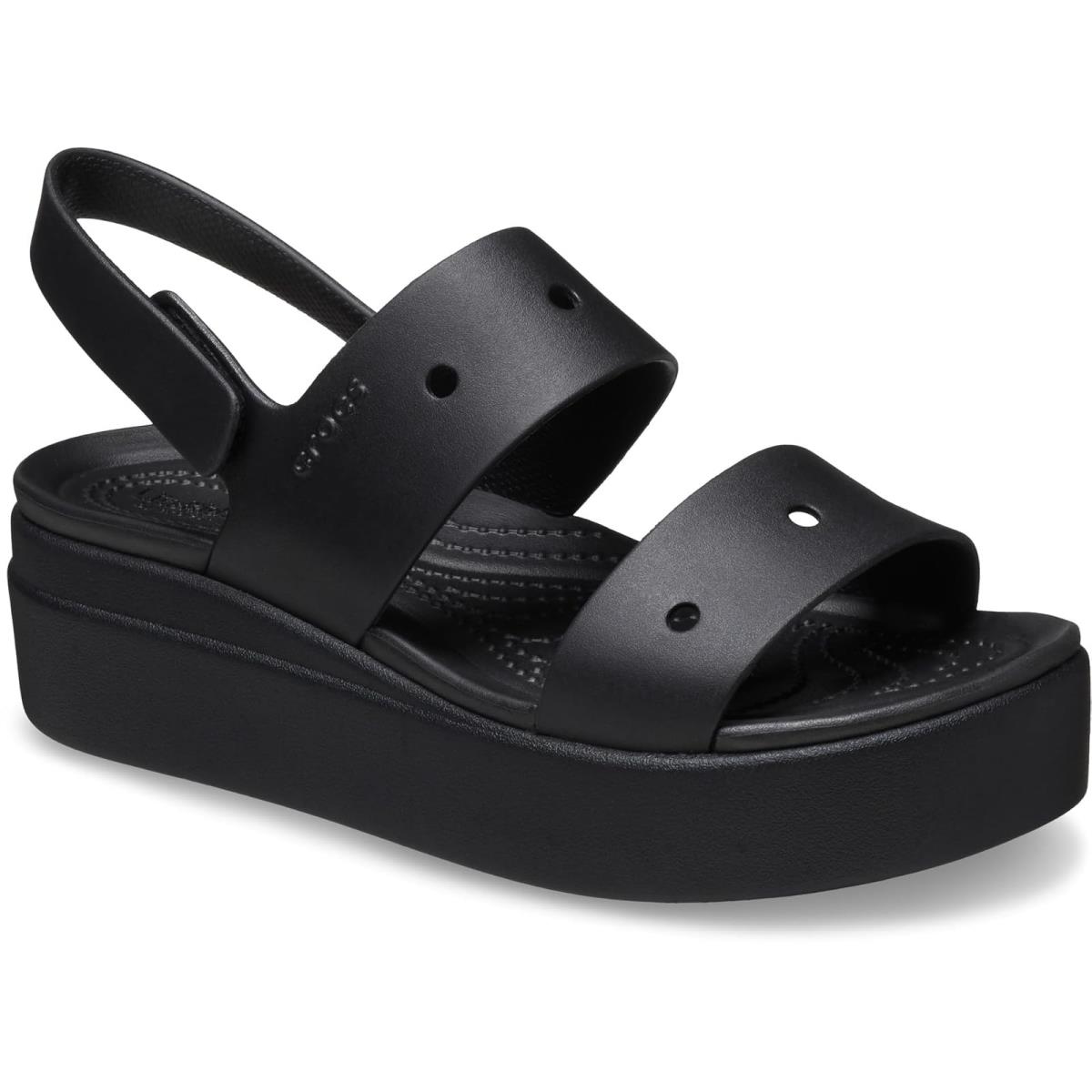 Woman`s Sandals Crocs Brooklyn 4U Low Wedges - Black