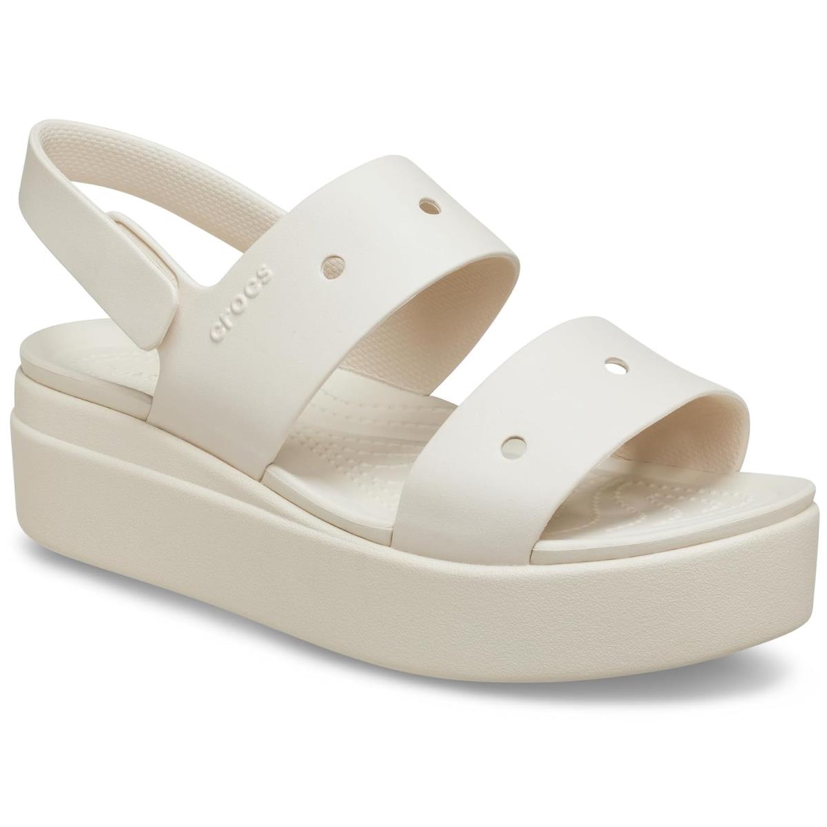 Woman`s Sandals Crocs Brooklyn 4U Low Wedges Stucco