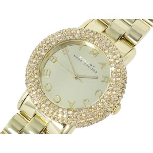 Marc Jacobs Marci Gold Tone Crystal Stainless Steel Link Bracelet Watch MBM3191