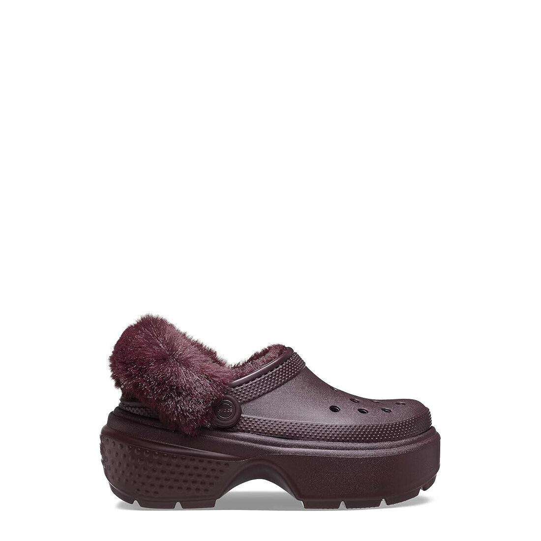 Crocs Unisex-adult Stomp Lined Clog Dark Cherry 208546-DKCH - Brown