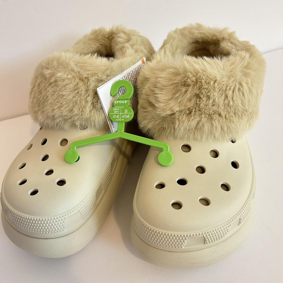 Crocs Furever Crush Color: Bone Fur Liner Size: M8/W10 `soft Comfort` Lining