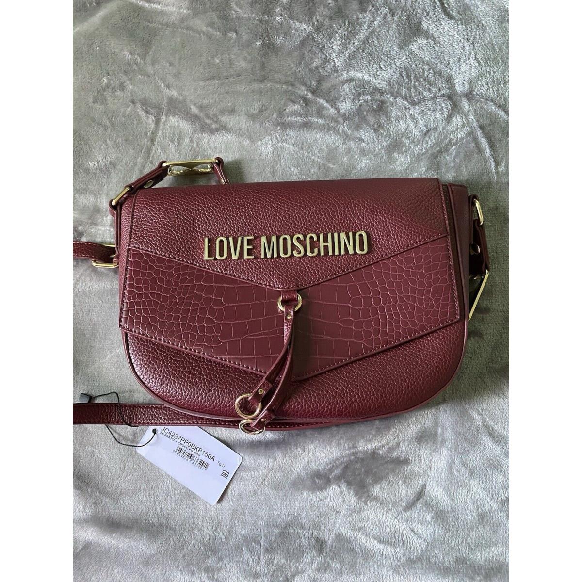 Love Moschino Vegan Leather Logo Flap Crossbody Purse Bag