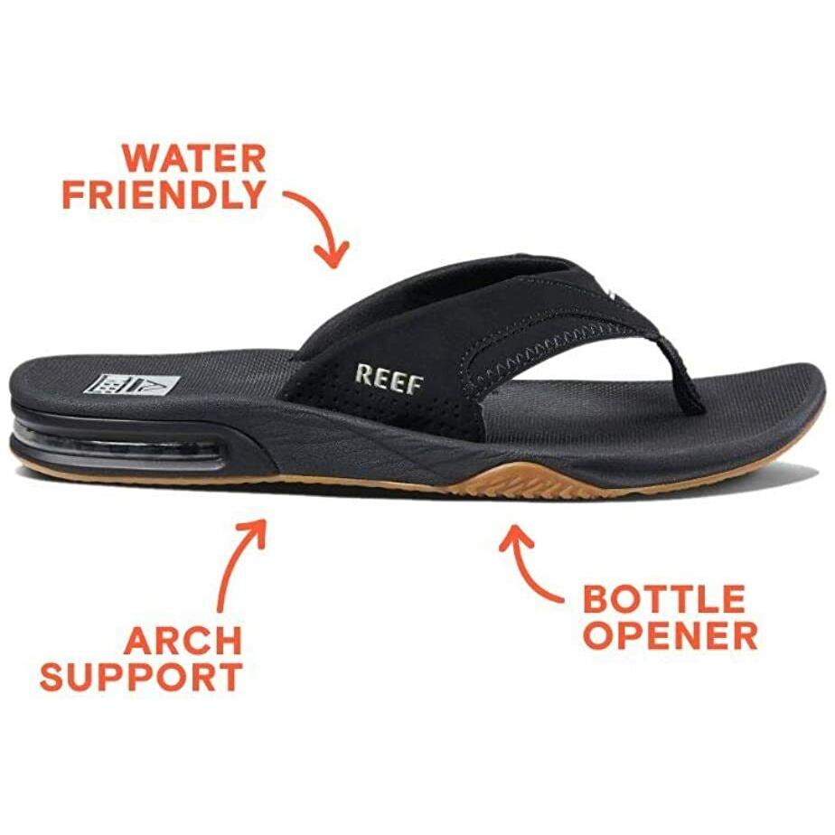 Man Reef Fanning Flip Flop Sandal RF2026 with Arch Support Black Silver