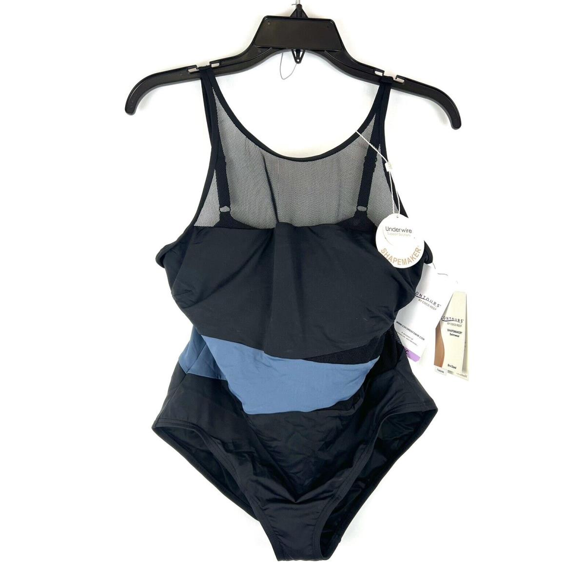 Coco Reef Women s Black/blue Underwire One Piece Swimsuit Size 14/38C