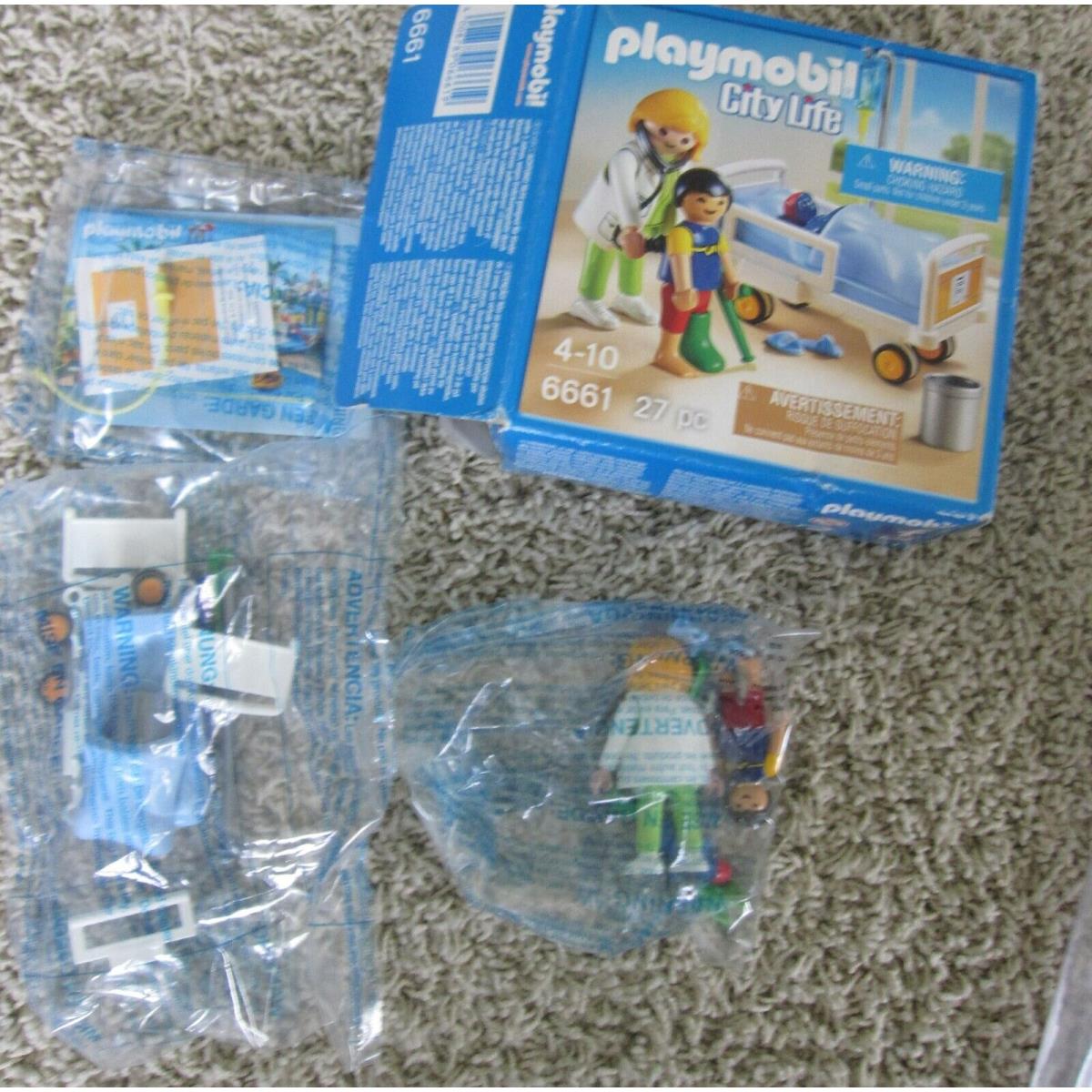 Playmobil 6661 City Life Hospital Doctor Child Bed IV Complete Set