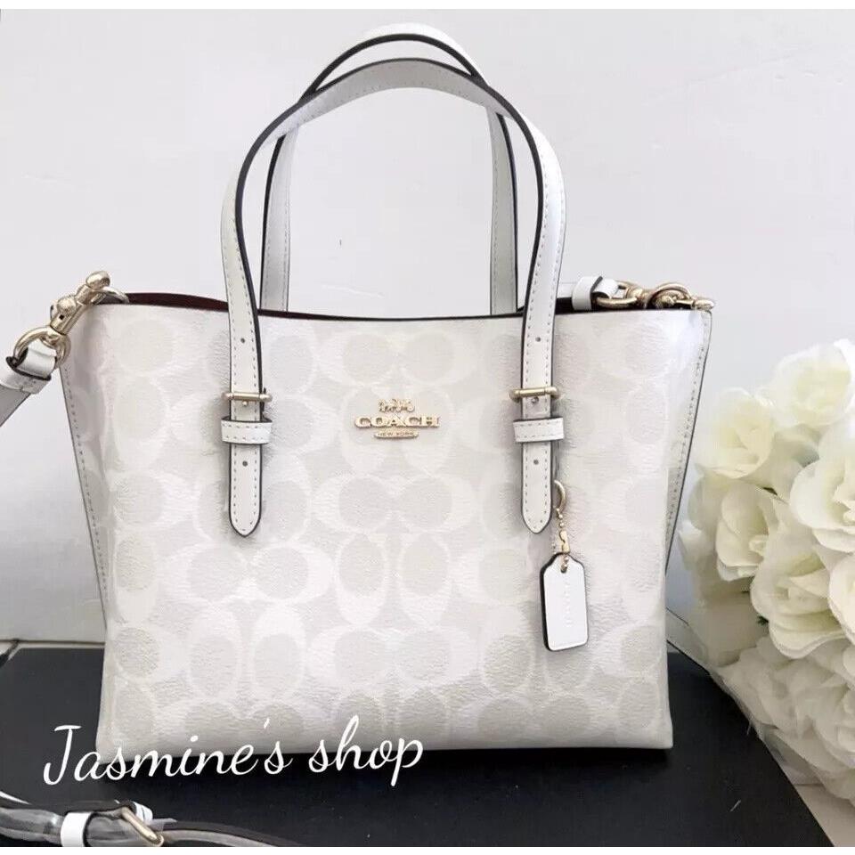 Coach Mollie Tote Bag 25 In Signature Canvas C4250/chalk /Glacier white