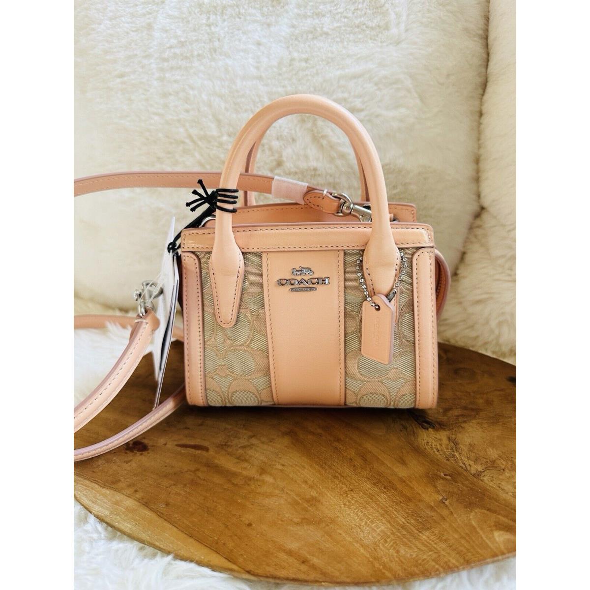 Coach Andrea Mini Carryall In Signature Jacquard Leather/silver/faded Blush