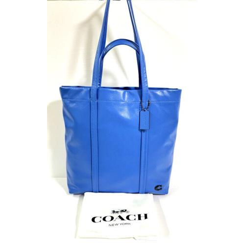 Coach Hall 33 Leather Tote Bag Blueberry Blue + Coach Dust Bag