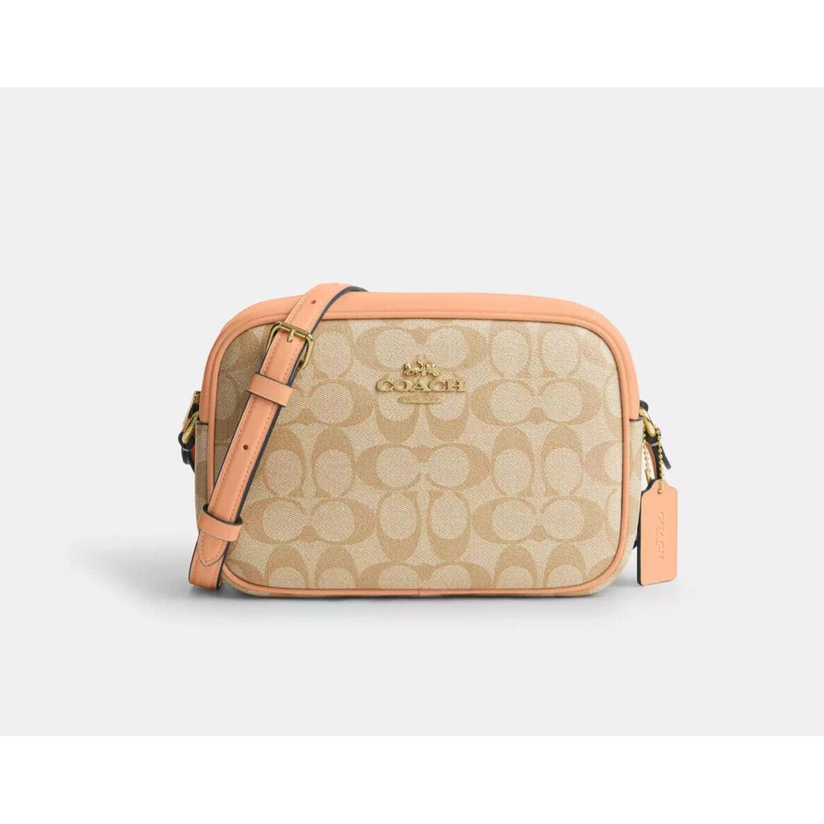 Coach Khaki/blush Jamie Signature Coated Canvas Leather Camera Bag CR135 -nwt