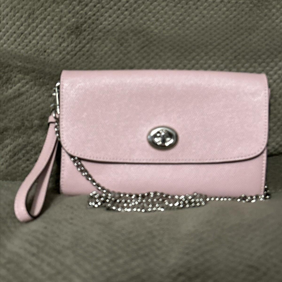 Coach Marlow Chain Crossbody Wristlet Clutch Camation F33390 Leather Pink