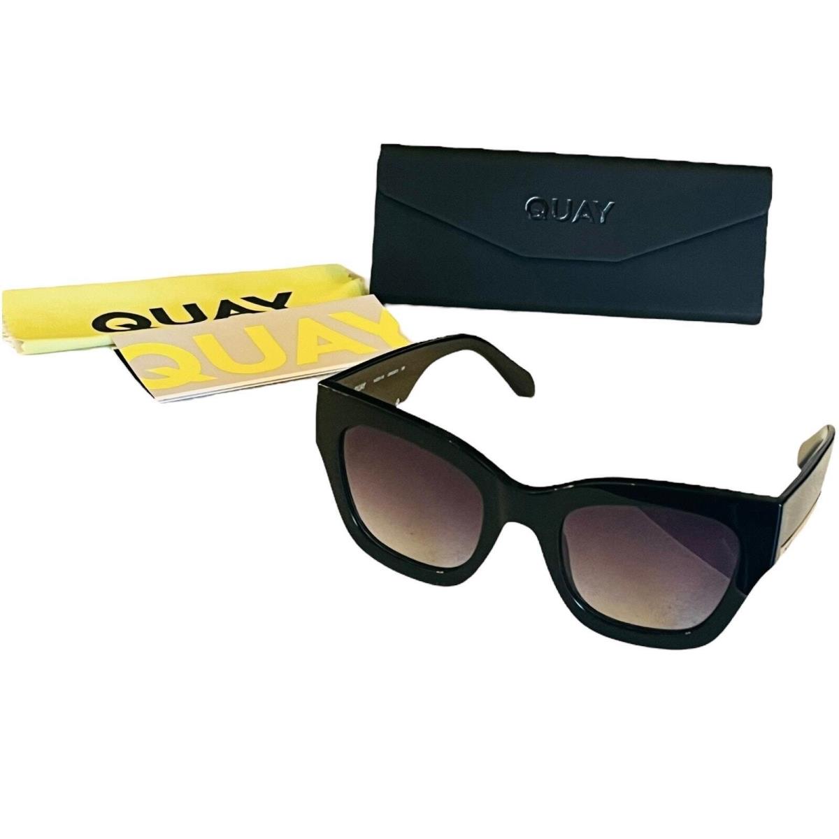 Quay Australia By The Way Women`s Sunglasses Black Gold Oversized Square