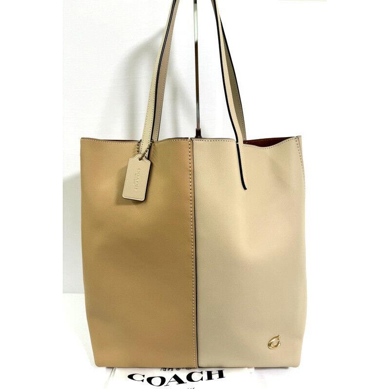 Coach North Tote Colorblock Double Face Leather Tote Bag Ivory Multi