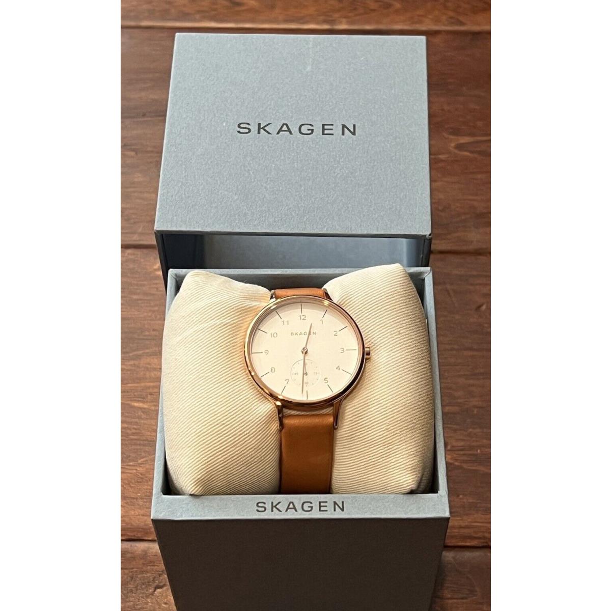 Skagen SKW2405 Anita Brown Women`s Adjustable Leather Band Second Dial Watch