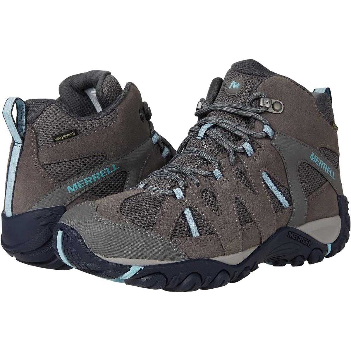 Merrell Men`s Deverta 2 Mid Waterproof Hiking Shoe - Charcoal/Canal