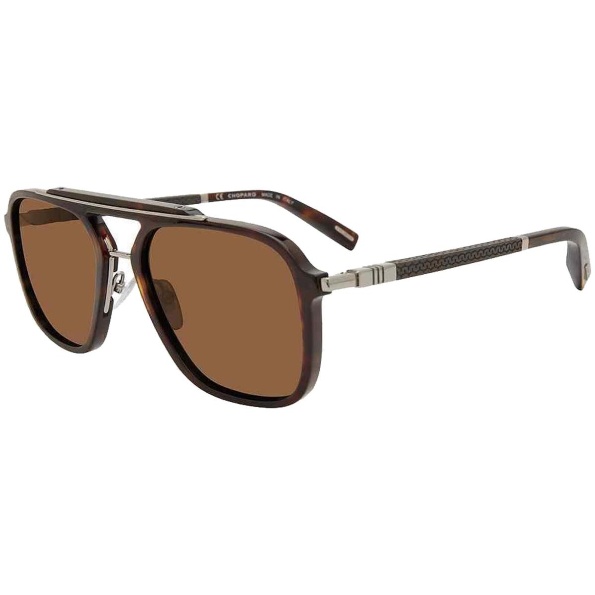 Chopard Polarized Havana Navigator Sunglasses - SCH29157722P Made In Italy