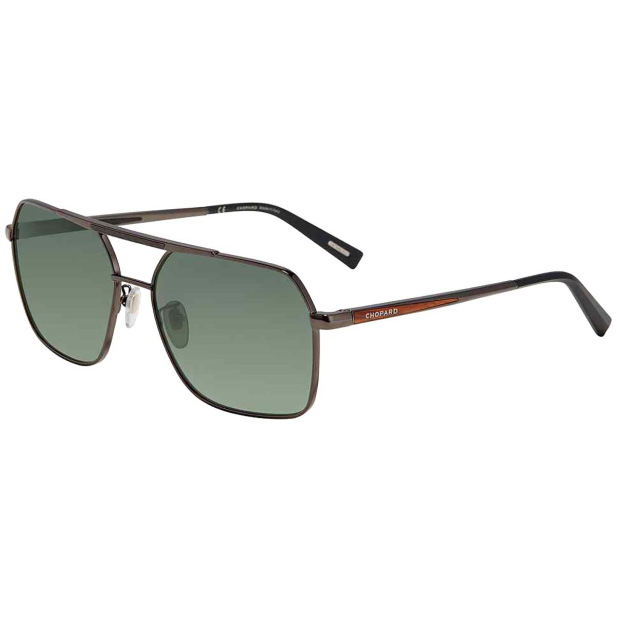 Chopard Polarized Men`s Gunmetal Navigator Sunglasses- SCHD5362568P - Italy - Frame: Gunmetal, Lens: Grey/Green