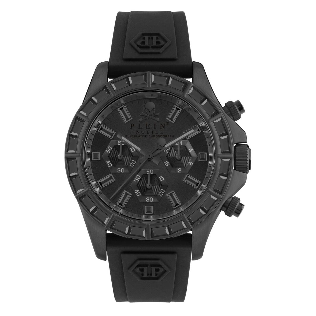 Philipp Plein Mens IP Black 43mm Strap Fashion Watch