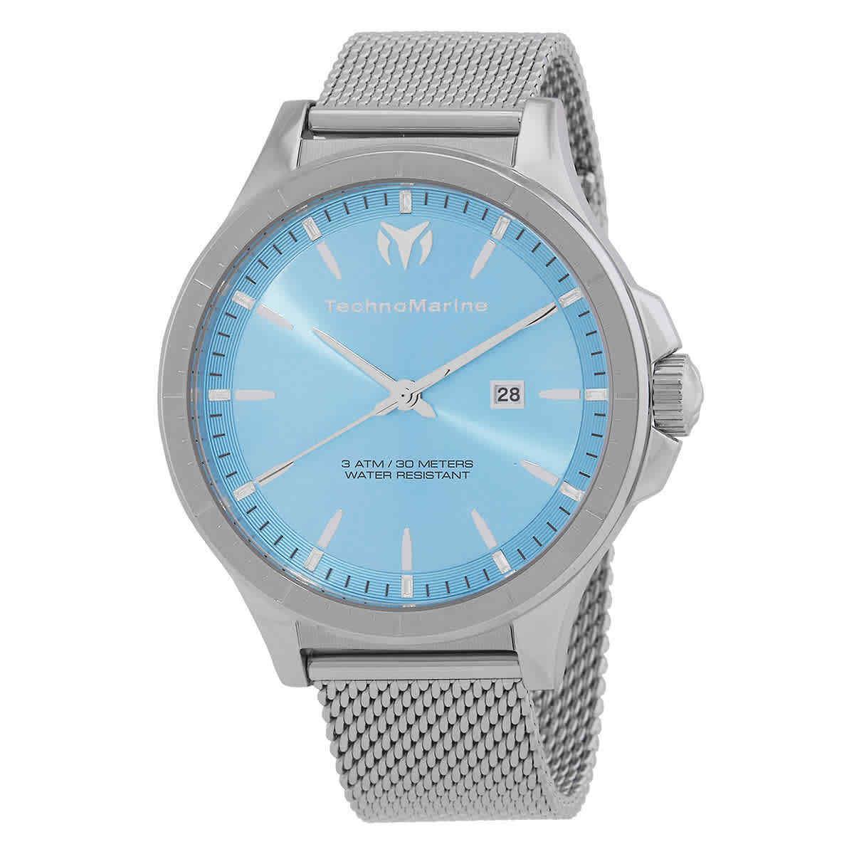 Technomarine Moonsun Date Quartz Light Blue Dial Men`s Watch TM-822005