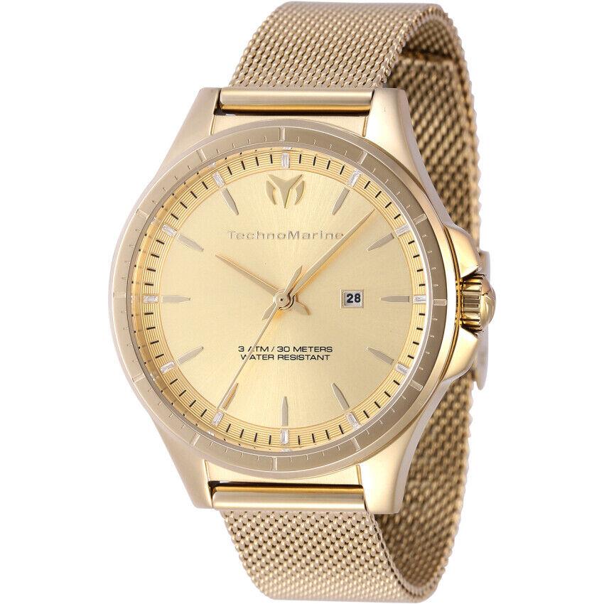 Technomarine Moonsun Date Quartz Gold Dial Ladies Watch TM-822038