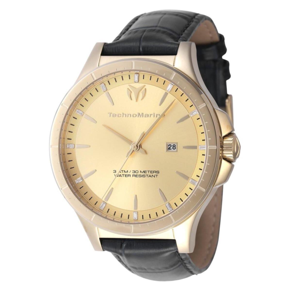 Technomarine Moonsun Date Quartz Gold Dial Men`s Watch TM-822016