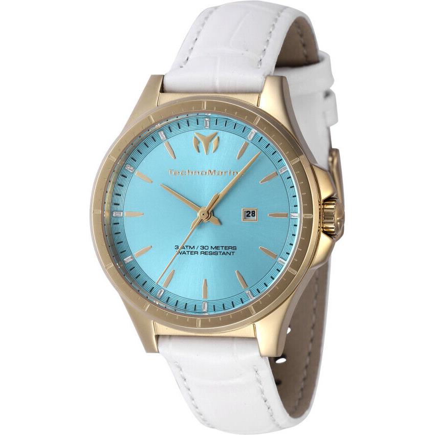 Technomarine Moonsun Date Quartz Light Blue Dial Dial Ladies Watch TM-822046