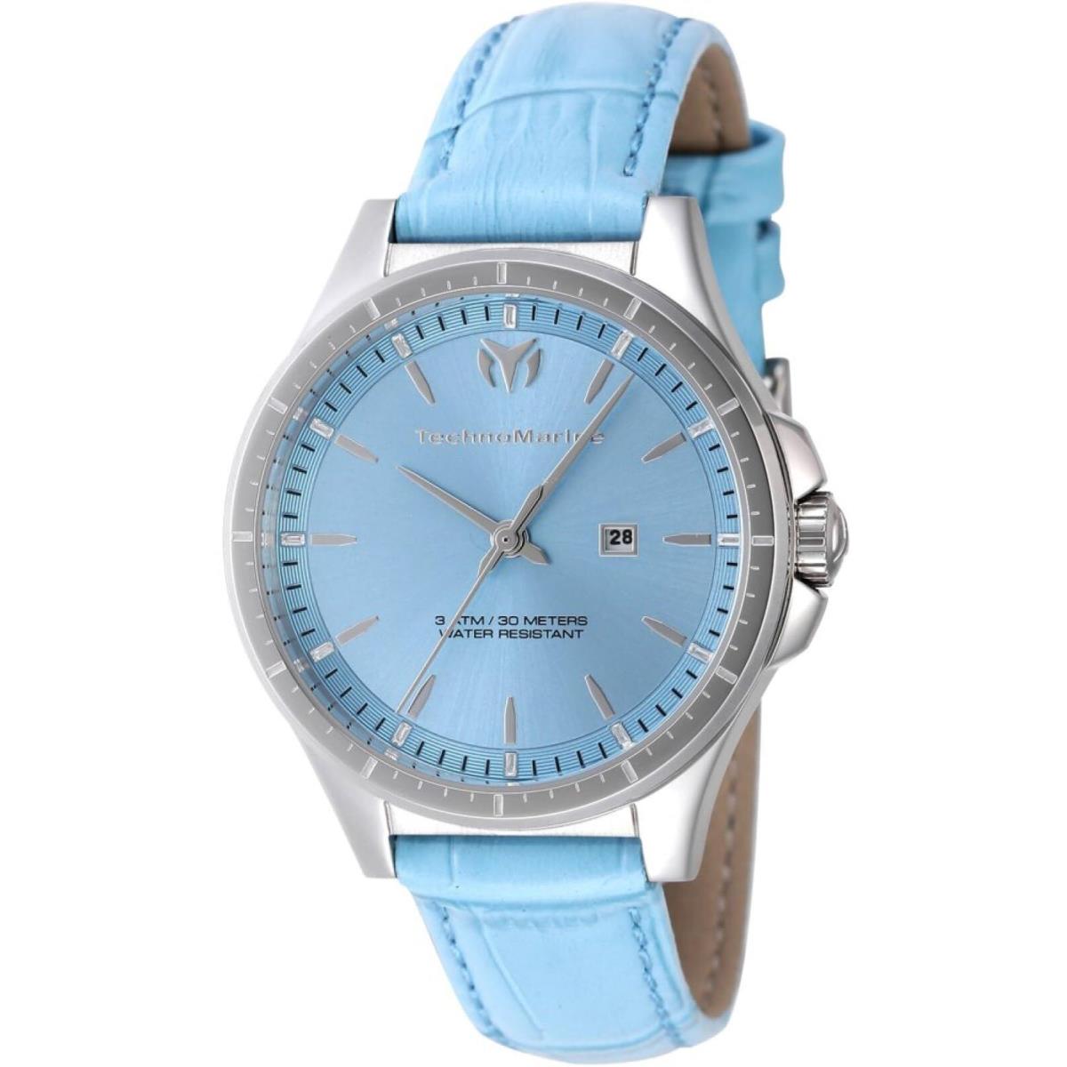 Technomarine Moonsun Date Quartz Light Blue Dial Dial Ladies Watch TM-822042 - Blue, Quartz