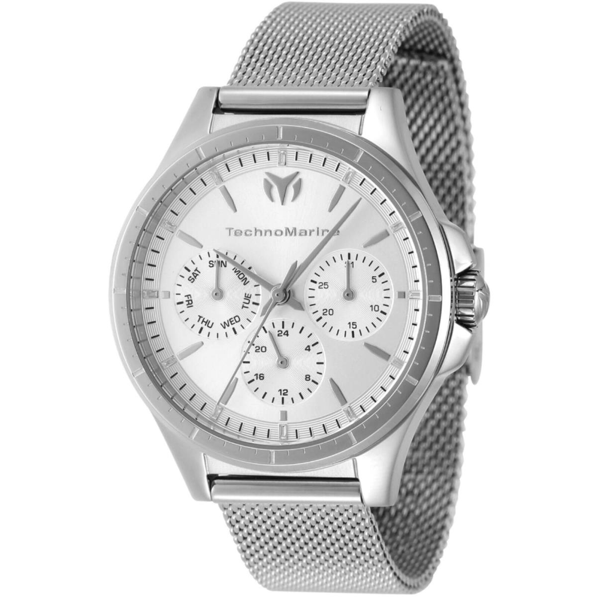 Technomarine Moonsun Date-day Quartz Silver Dial Ladies Watch TM-822047