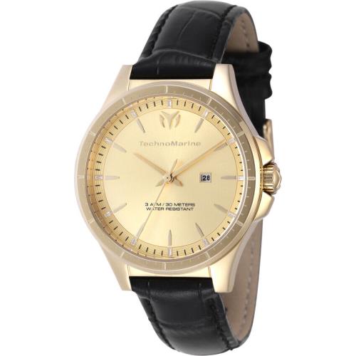 Technomarine Moonsun Date Quartz Gold Dial Ladies Watch TM-822045