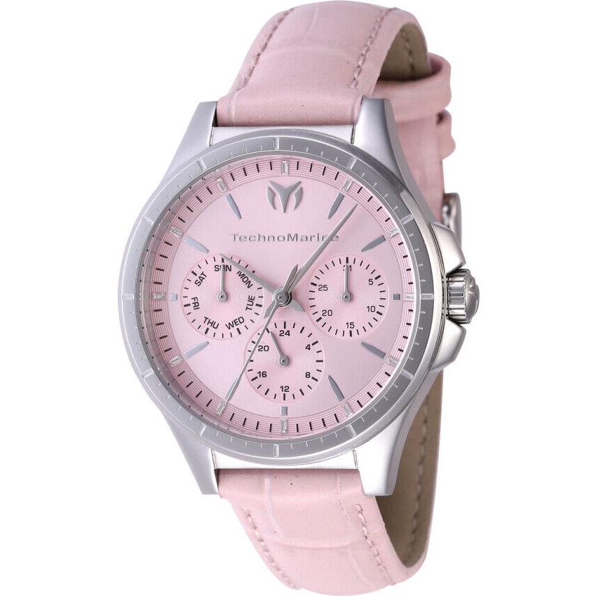 Technomarine Moonsun Date-day Quartz Pink Dial Ladies Watch TM-822056