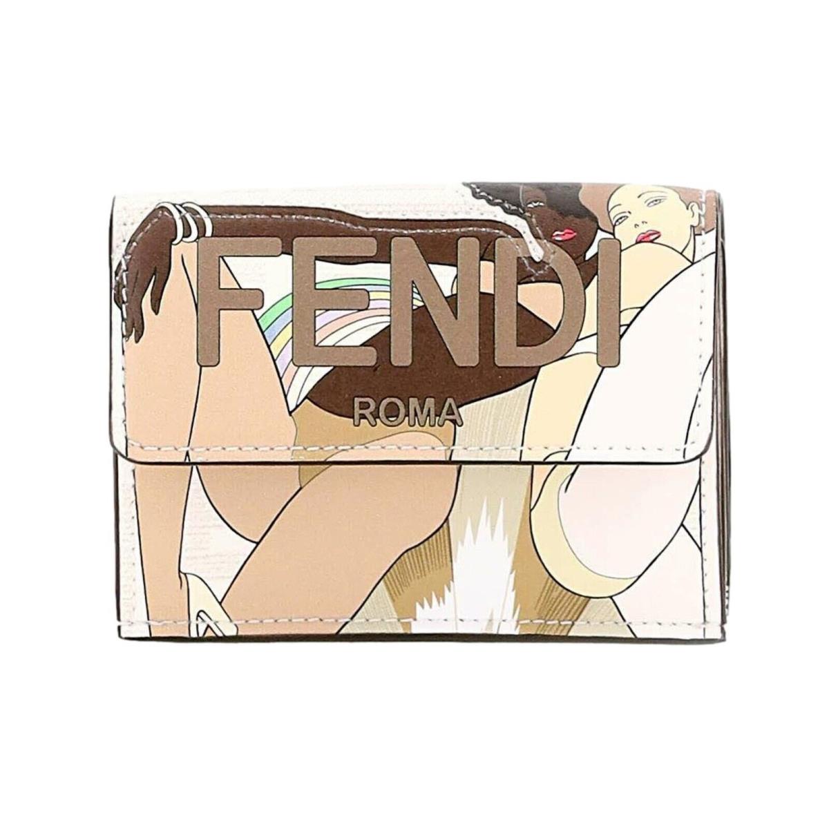 Fendi `bikini Girls` Coated Canvas and Calf Leather Small Trifold Wallet