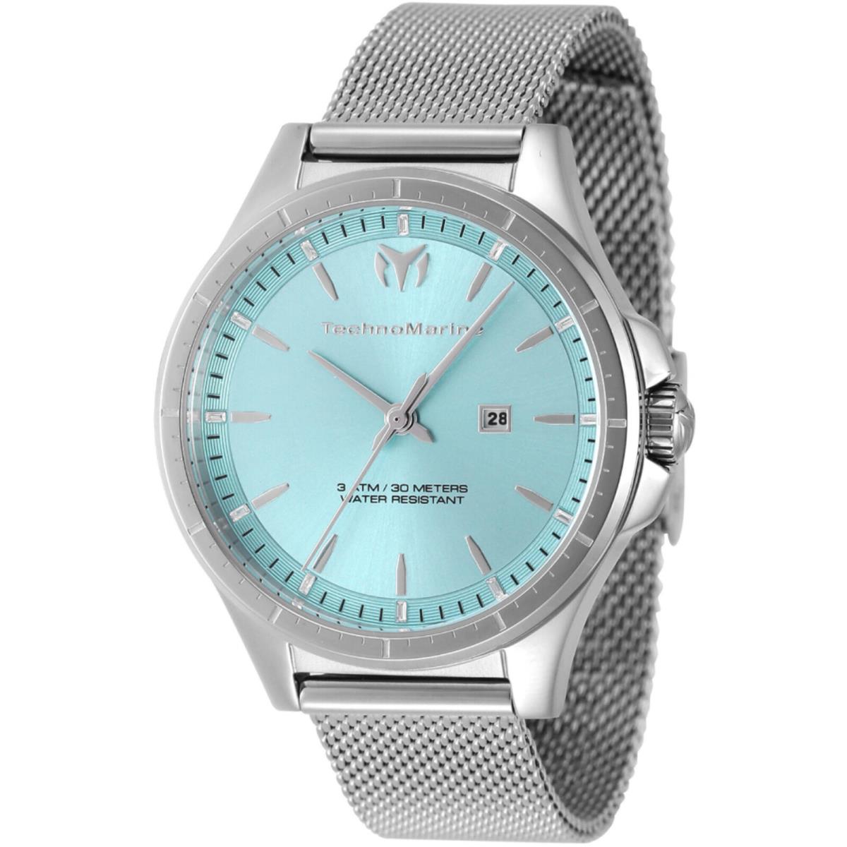 Technomarine Moonsun Date Quartz Light Blue Dial Ladies Watch TM-822035