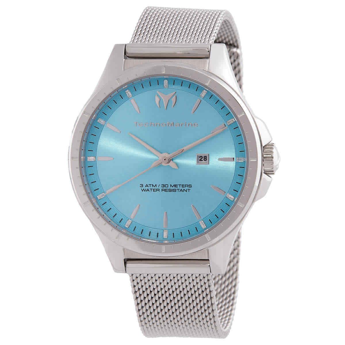 Technomarine Moonsun Date Quartz Light Blue Dial Ladies Watch TM-822035