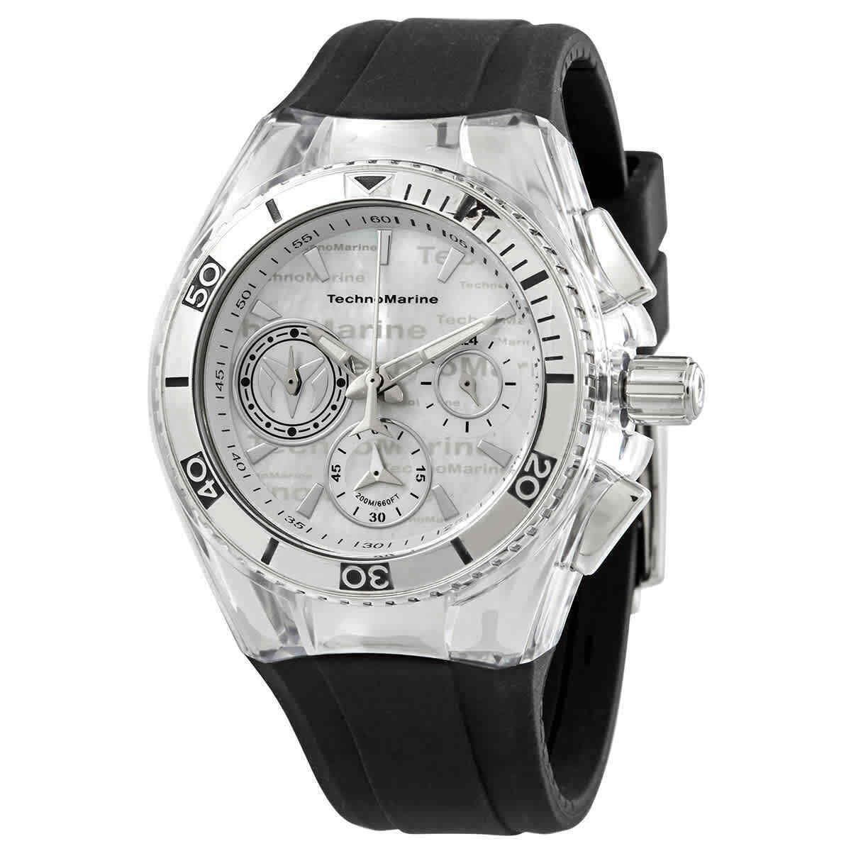 Technomarine Cruise Star Chronograph Quartz White and Silver Dial Watch - Dial: Multicolor, Band: Black, Bezel: Silver