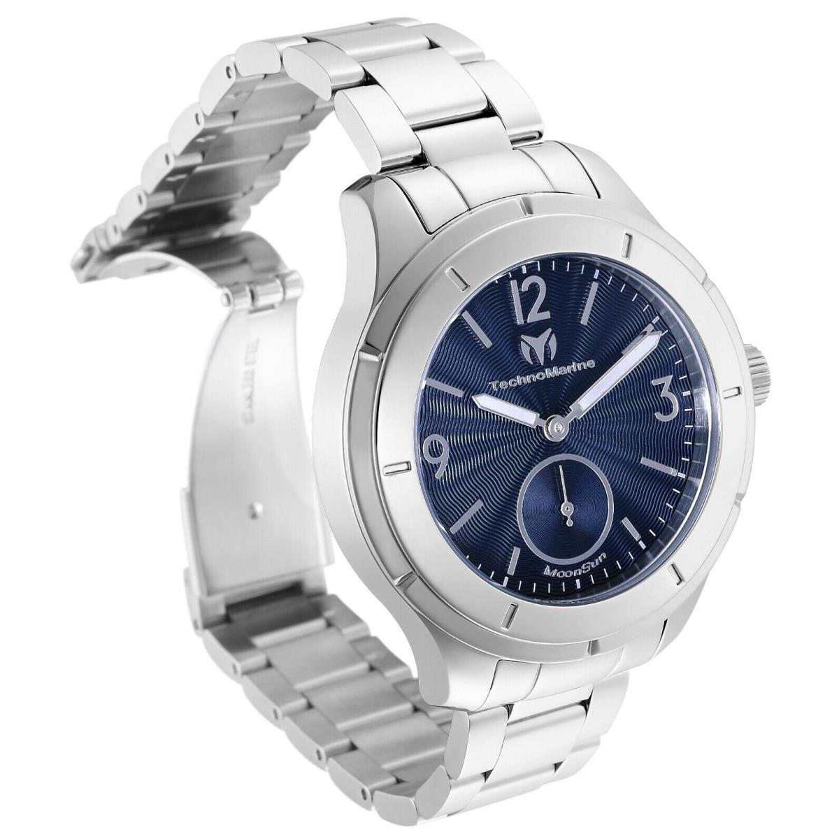 Technomarine Unisex TM-818001 Moonsun Steel Color 42mm Watch with Blue Dial - Dial: Blue, Band: Silver