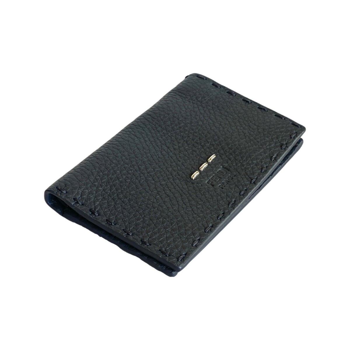 Fendi Selleria Gray Calf Leather Vertical Bifold Wallet 7M0262