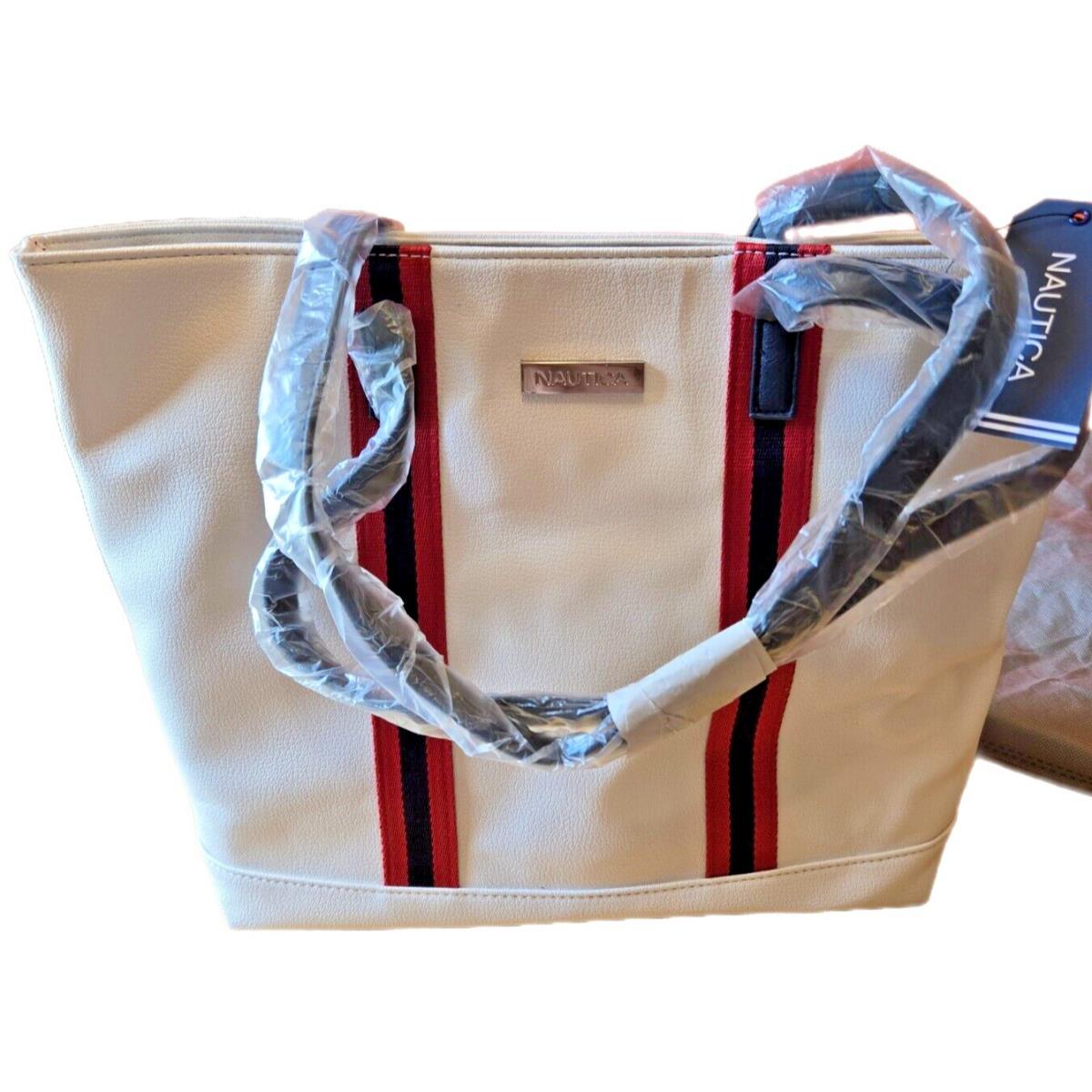 Nautica Large White Leather Bucket Purse