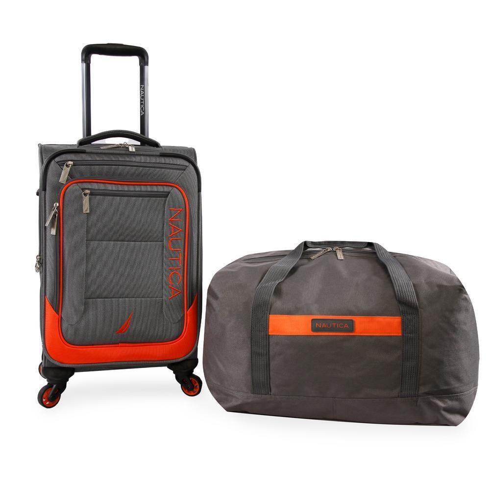 Nautica Luggage Set 2-Piece Adjustable Strap Lockable Handle Wheels Grey/orange