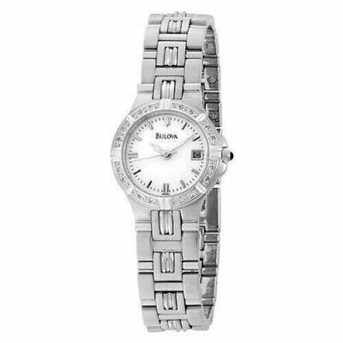 Bulova Women`s 96R04 Quartz 16 Diamond Accent Stainless Steel Round Watch