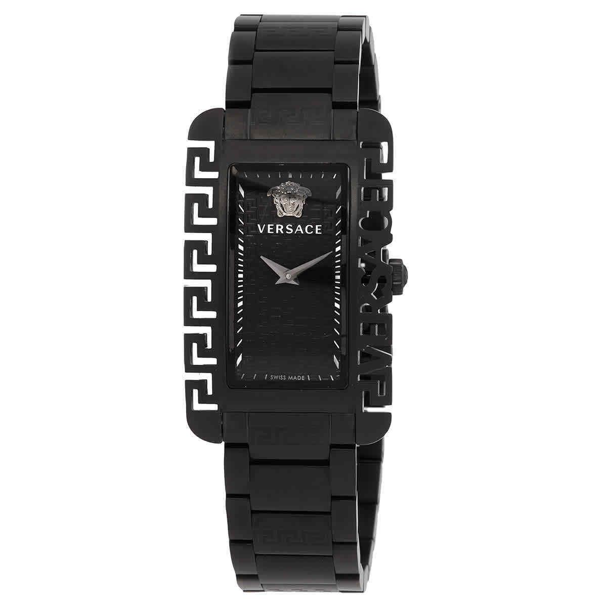 Versace Flair Gent Quartz Black Dial Unisex Watch VE7D00423 - Dial: Black, Band: Black IP, Bezel: Black IP